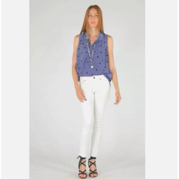 CAbi Crossover Blouse Vivid Violet Floral Print Draped Front Sheer Top Size S - Picture 13 of 14